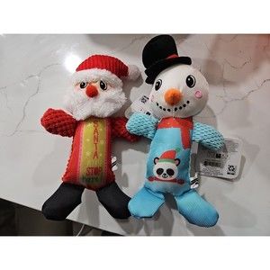 HOLIDAY TIME * SANTA STOP HERE * SQUEAK TOY * 10 IN * And SNOW MEN